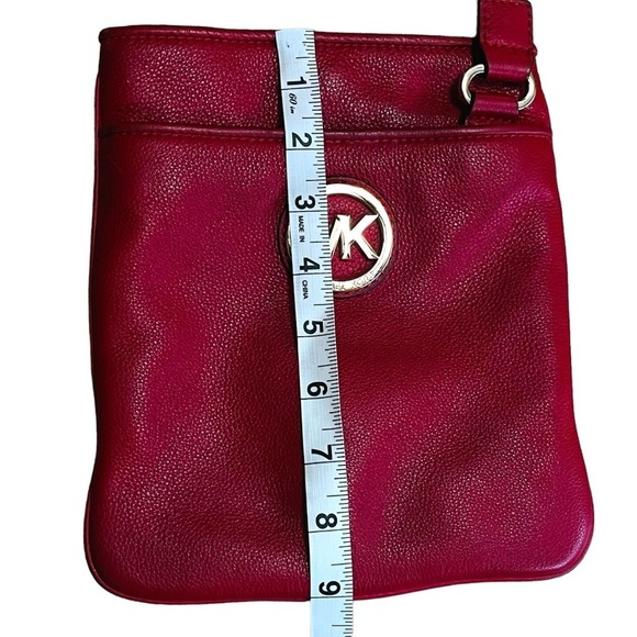 Michael Kors Red Fulton Cross Body Pebble Leather Bag - Picture 11 of 14
